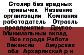 Столяр без вредных привычек › Название организации ­ Компания-работодатель › Отрасль предприятия ­ Другое › Минимальный оклад ­ 1 - Все города Работа » Вакансии   . Амурская обл.,Архаринский р-н